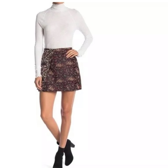 NWT Free People Mixed Print Jacquard Mini Skirt - Picture 2 of 10